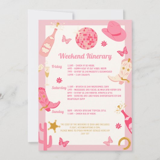 ディスコカウガール独身最後の夜 招待状 (裏面)