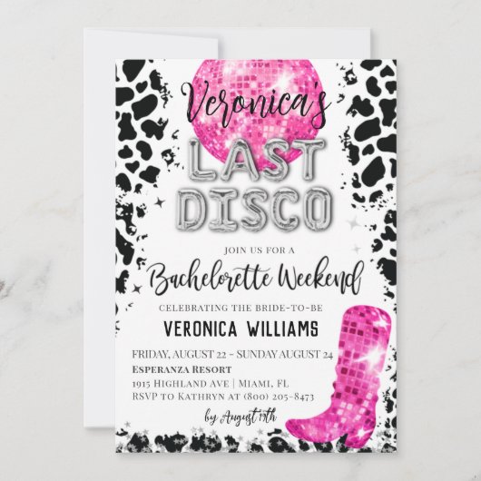 ディスコカウガール独身最後の週末招待状 招待状 (正面)