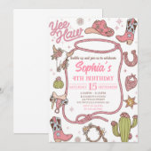 ディスコカウガール ナッシュビル ピンク ロデオ バースデーパーティー 招待状 (正面/裏面)