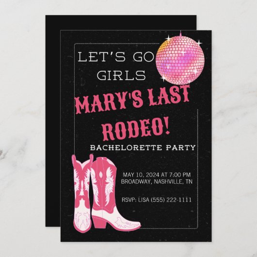 ディスコカウボーイバチェロレッテ招待状 招待状 (正面/裏面)