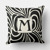 ディスコカジュアルブラックとアイボリーモノグラム枕 クッション (裏面)
