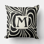 ディスコカジュアルブラックとアイボリーモノグラム枕 クッション (正面)