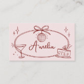 ディスコカスタムバウ誕生日ピンクと赤座席表 プレイスカード (正面)