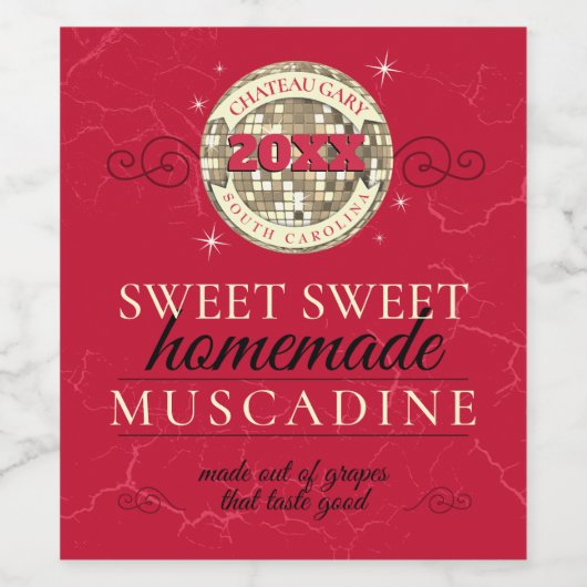 ディスコカスタムボールの色の自家製ブドウ園 ワインラベル (シングルラベル)