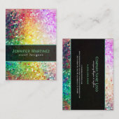 ディスコカラフルグリッター&スパークルスイエローオーバートーン 名刺 (正面/裏面)