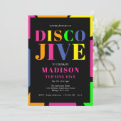 ディスコカラフルジーブ5つの誕生日パーティーを回す 招待状 (スタンド正面)