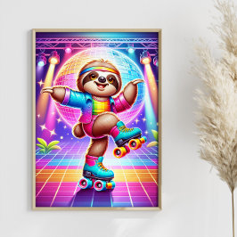 ディスコカラフルスロスおもしろい踊りスロスアート ポスター
