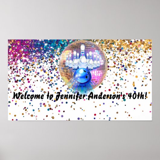 ディスコカラフルボーリング1985 40th誕生日パーティー ポスター (正面)