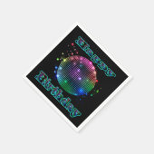 ディスコカラフルボールハッピーバースデーオンブラックナプキン スタンダードカクテルナプキン (角)