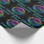 ディスコカラフルボールハッピーバースデーオンブラック ラッピングペーパー (角)