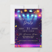 ディスコカラフルライツブルーニューイヤーズパーティー 招待状 (正面)