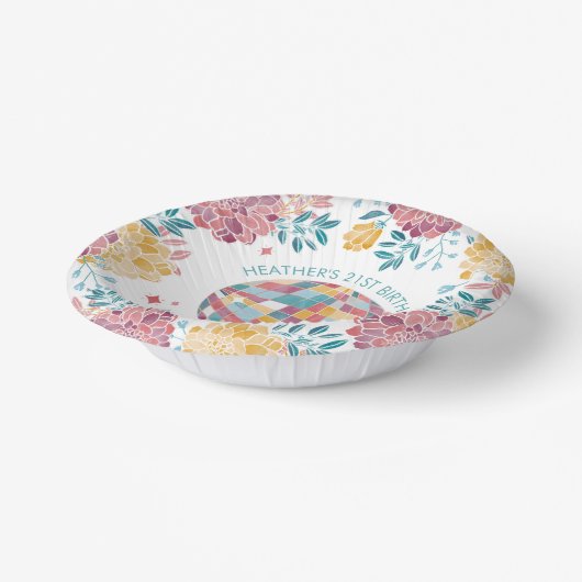 ディスコガーデンパーティーレトロフローラ誕生日 ペーパーボウル (傾斜あり)