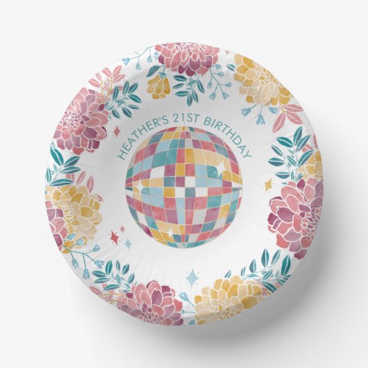 ディスコガーデンパーティーレトロフローラ誕生日 ペーパーボウル (正面)