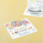 ディスコガーデンパーティー70のテーマ誕生日 スクエアペーパーコースター