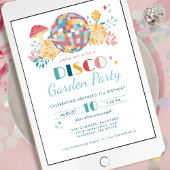 ディスコガーデンパーティー70のテーマ誕生日 招待状
