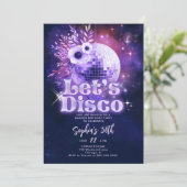 ディスコガーデンパーティー70sレトロパープル30th誕生日 招待状 (スタンド正面)