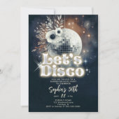 ディスコガーデンパーティー70sレトロブラック30th誕生日 招待状 (正面)