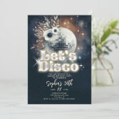 ディスコガーデンパーティー70sレトロブラック30th誕生日 招待状 (スタンド正面)