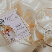 ディスコガールインカクテルグラス誕生日招待状 招待状