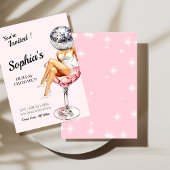 ディスコガールインマルティニガラス誕生日招待状 招待状