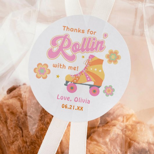 ディスコガールローラースケートで滑る誕生日パーティー ラウンドシール