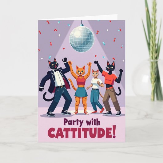 ディスコキャットの誕生日カード カード (正面)