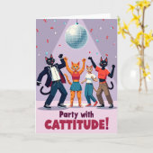 ディスコキャットの誕生日カード カード (黄色い花)