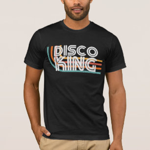 ディスコキングレトロレインボーホワイト文字 Tシャツ