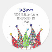 ディスコクリスマスツリー 返信先住所 ラウンドシール (正面)