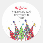 ディスコクリスマスツリー 返信先住所 ラウンドシール (正面)