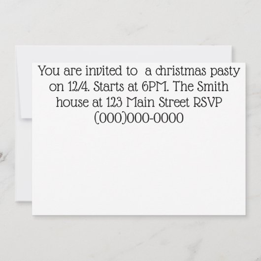 ディスコクリスマス 招待状 (裏面)