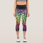 ディスコグリッターレーブパターンハイウェイストキャプリス カプリレギンス (正面)