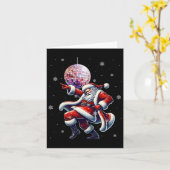 ディスコサンタクリスマスナイトクラブ踊りサンタクラウ カード (黄色い花)