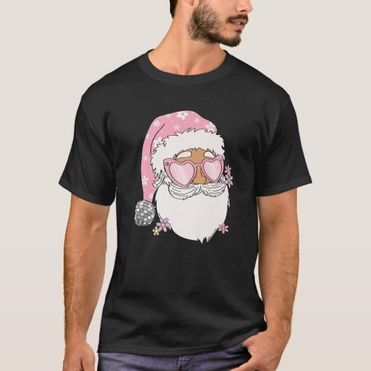 ディスコサンタクロースピンククリスマスピンクサンタフローラ Tシャツ (正面)
