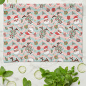 ディスコサンタ&トナカイのホリデーパターン キッチンタオル (折り畳み)