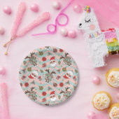 ディスコサンタ&トナカイのホリデーパターン ペーパープレート (パーティー)