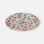 ディスコサンタ&トナカイのホリデーパターン ペーパープレート (アングル)