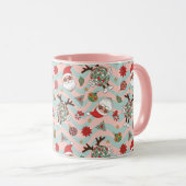 ディスコサンタ&トナカイのホリデーパターン マグカップ (正面右)