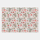 ディスコサンタ&トナカイのホリデーパターン ラッピングペーパーシート (正面2)