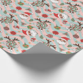 ディスコサンタ&トナカイのホリデーパターン ラッピングペーパー (角)