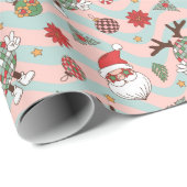 ディスコサンタ&トナカイのホリデーパターン ラッピングペーパー (ロールコーナー)
