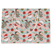 ディスコサンタ&トナカイのホリデーパターン ラージペーパーバッグ (正面)