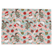 ディスコサンタ&トナカイのホリデーパターン ラージペーパーバッグ (裏面)