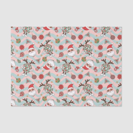 ディスコサンタ&トナカイのホリデーパターン 薄葉紙 (正面)