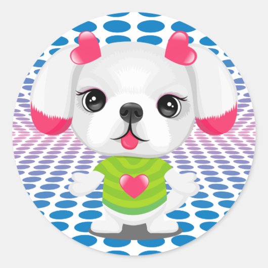 ディスコシーズー(犬)tzuラウンドステッカー ラウンドシール (正面)