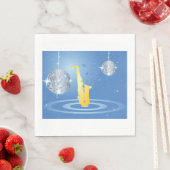 ディスコジャズサックスきらめく鏡ボール スタンダードランチョンナプキン (インサイチュ)