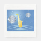 ディスコジャズサックスきらめく鏡ボール スタンダードランチョンナプキン (正面)