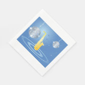 ディスコジャズサックスきらめく鏡ボール スタンダードランチョンナプキン (角)