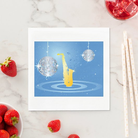 ディスコジャズサックスきらめく鏡ボール スタンダードランチョンナプキン