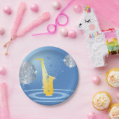 ディスコジャズサックスきらめく鏡ボール ペーパープレート (パーティー)